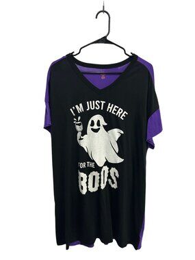 Way To Celebrate! XL Purple V-Neck Shirt I'm Just Here For The Boos Halloween